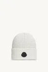 Moncler Textured Knit Hat With Folded Brim In White