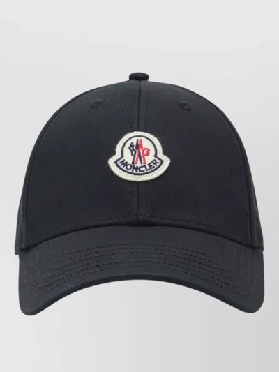 Moncler Black Baseball Cap With Logo In Blue