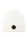 Moncler Logo-patch Waffle-knit Beanie In White
