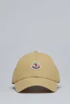 Moncler Beige Baseball Cap With Embroidered Logo In Brown