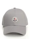 Moncler Grey Cotton Gabardine Baseball Cap In Gray