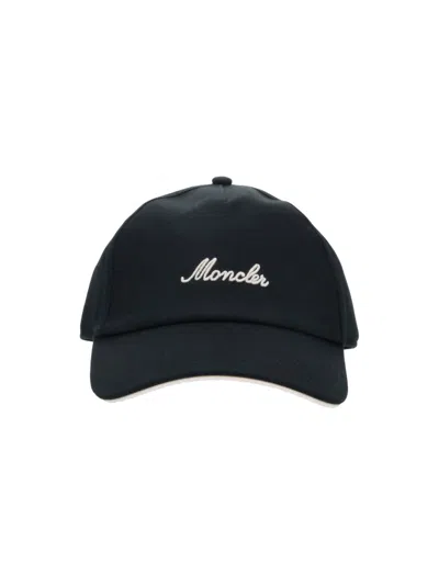 Moncler Baseball Cap Logo In Black