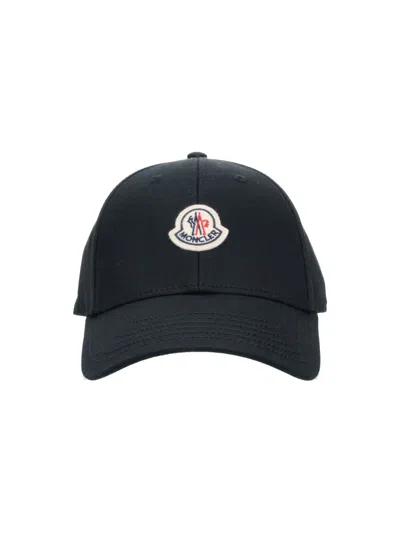 Moncler Baseball Cap Logo In Blue