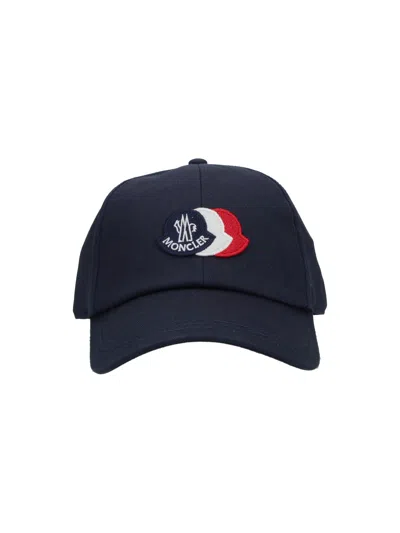 Moncler Baseball Cap Logo In Blue