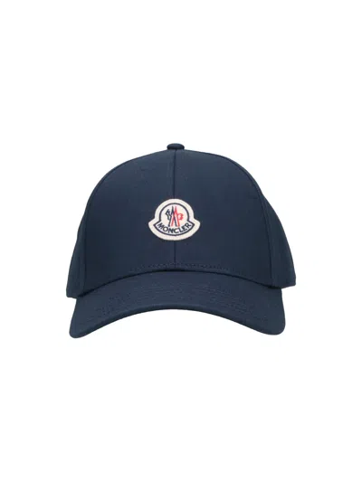 Moncler Baseball Cap Logo In Blue