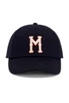 Moncler Monogram Patch Adjustable Baseball Cap In Obsidian Blue