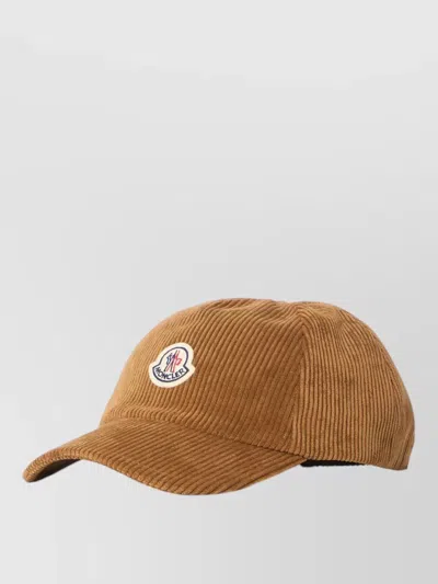Moncler Baseball Cap Structured Corduroy Texture Curved Brim In White