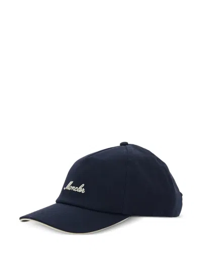 Moncler Baseball Cap With Embroidered Logo In Blue