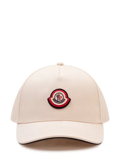 Moncler Baseball Cap With Front Patch Detail In Neutral