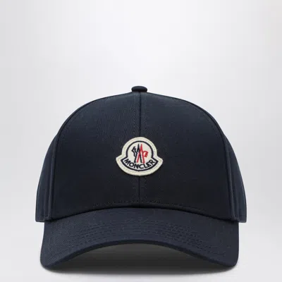 Moncler Baseball Cap With Front Patch In Cotton Blue