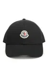 Moncler Gabardine Baseball Cap In Black