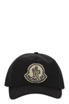 Moncler Logo Detail Cotton Baseball Cap In Black