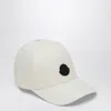 Moncler White Baseball Cap With Logo Patch On The Front In Cotton Man In White