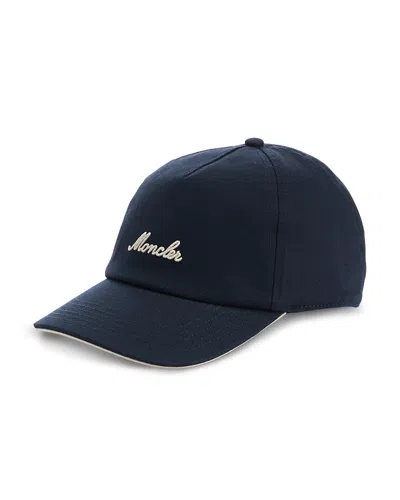 Moncler Baseball Hat In Cotton Gabardine In Blue