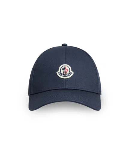 Moncler Baseball Hat In Cotton Gabardine In Blue