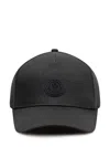 Moncler Logo Patch Curved Peak Baseball Cap In Black
