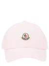 Moncler Gabardine Baseball Cap With Logo Patch In Pink