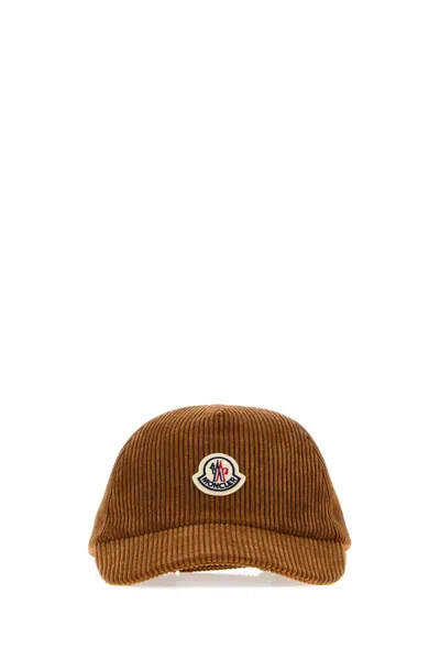 Moncler Baseball Stretch Corduroy Baseball Cap In Brown