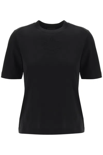 Moncler Basic Embossed Logo T-shirt Women In Black