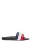 MONCLER BASILE BLUE SLIDES WITH TRICOLOUR TOE STRAP IN RUBBER MAN