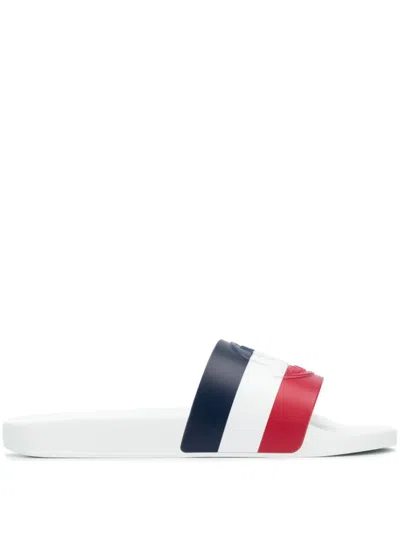 Moncler Basile Embossed Sliders In White