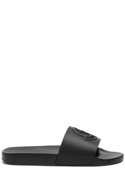 Moncler Basile Logo Rubber Sliders In Black