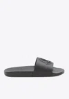Moncler Basile Logo Rubber Slides In Black
