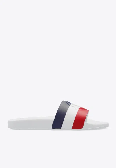 MONCLER BASILE LOGO RUBBER SLIDES