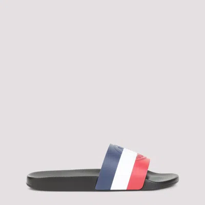 MONCLER MONCLER BASILE LOGO-EMBOSSED STRIPED RUBBER SLIDES
