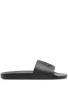 Moncler Basile Logo Rubber Slides In Black