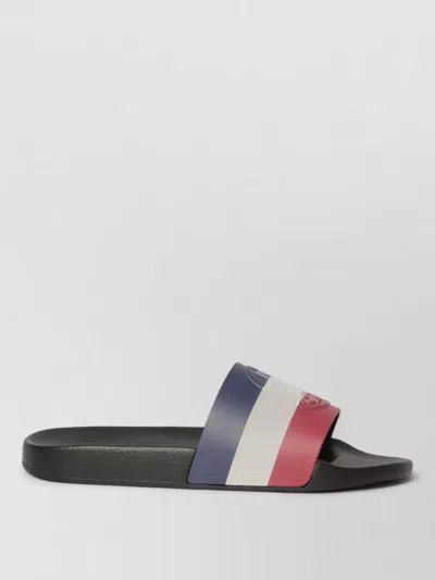 Moncler Basile Rubber Slides Logo Strap In Multi