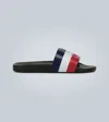 Moncler Basile Logo-embossed Striped Rubber Slides In Black