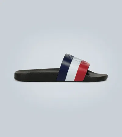 Moncler Basile Black Rubber Sliders In White