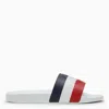 MONCLER MONCLER BASILE SLIDE WITH TRICOLOUR BAND AND LOGO