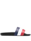 Moncler Embossed-logo Striped Flip Flops In Multi