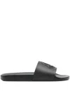 Moncler Basile Logo Embossed Slides In Black