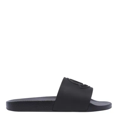 Moncler Navy Basile Slides In Black