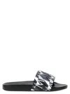 Moncler Black Basile Slide With Logo And Pattern In Multicolor