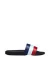 Moncler Basile Striped Flat Slides In Blue