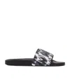 Moncler Black Basile Slide With Logo And Pattern In Black