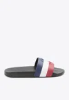 Moncler Basile Striped Pool Slides In Multicolor