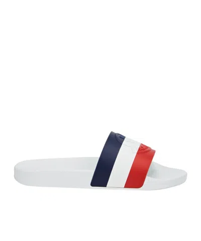 Moncler Basile Striped Rubber Sliders In White