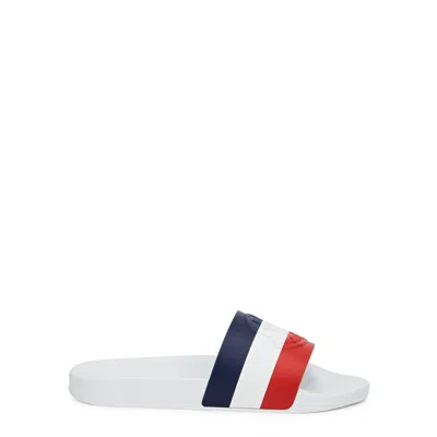 Moncler Basile Striped Rubber Sliders In 11