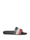 Moncler Basile Rubber Slides Logo Strap In Blue