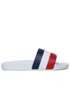 Moncler Basile Embossed Logo Slides In Bianco