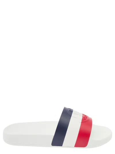 MONCLER MONCLER MEN 'BASILE' WHITE SLIDE WITH LOGO IN RUBBER MAN