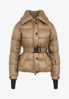 Moncler Polyamide Padded Jacket Adjustable Belt In Brown