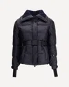 Moncler Puffer Jacket With Belted Waist And High Collar In Black