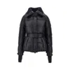 Moncler Puffer Jacket With Belted Waist And High Collar In Multi
