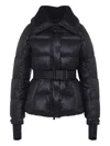 Moncler Puffer Jacket With Belted Waist And High Collar